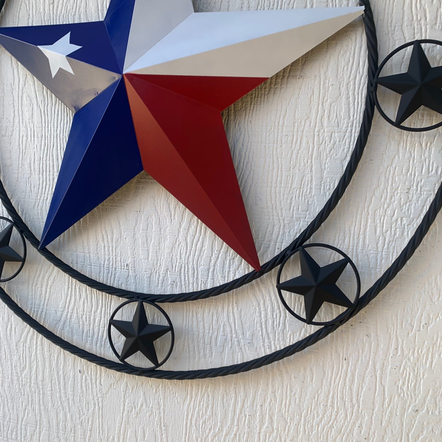 MORRISS TEXAS FLAG STYLE CUSTOM NAME STAR TWISTED ROPE BLACK RING WESTERN HOME DECOR HANDMADE