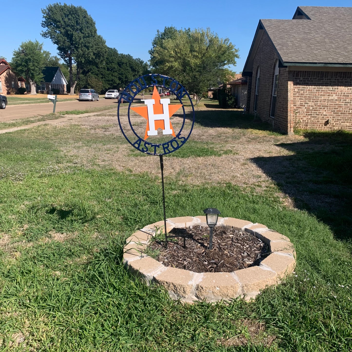 12",18",24",32", 36" HOUSTON ASTROS ON STAKE CUSTOM METAL VINTAGE CRAFT GARDEN SIGN HANDMADE