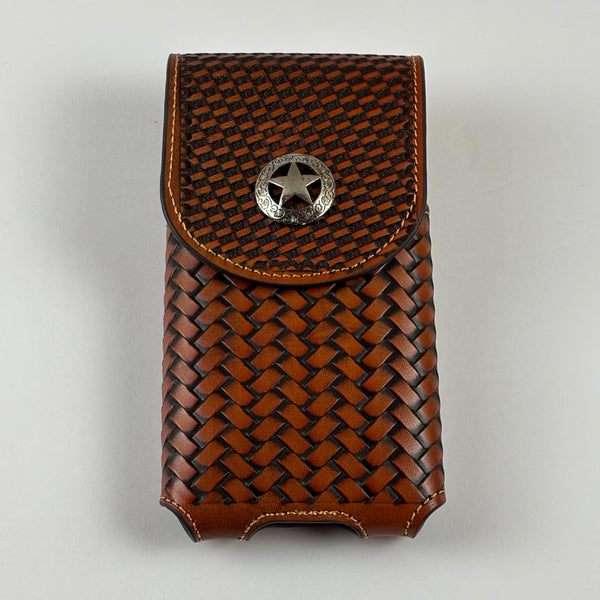 7" LONE STAR LEATHER HOLSTER TAN BROWN STAR POUCH EXTRA LARGE  BELT LOOP CELL PHONE CASE UNIVERSAL OVERSIZE #EH12702