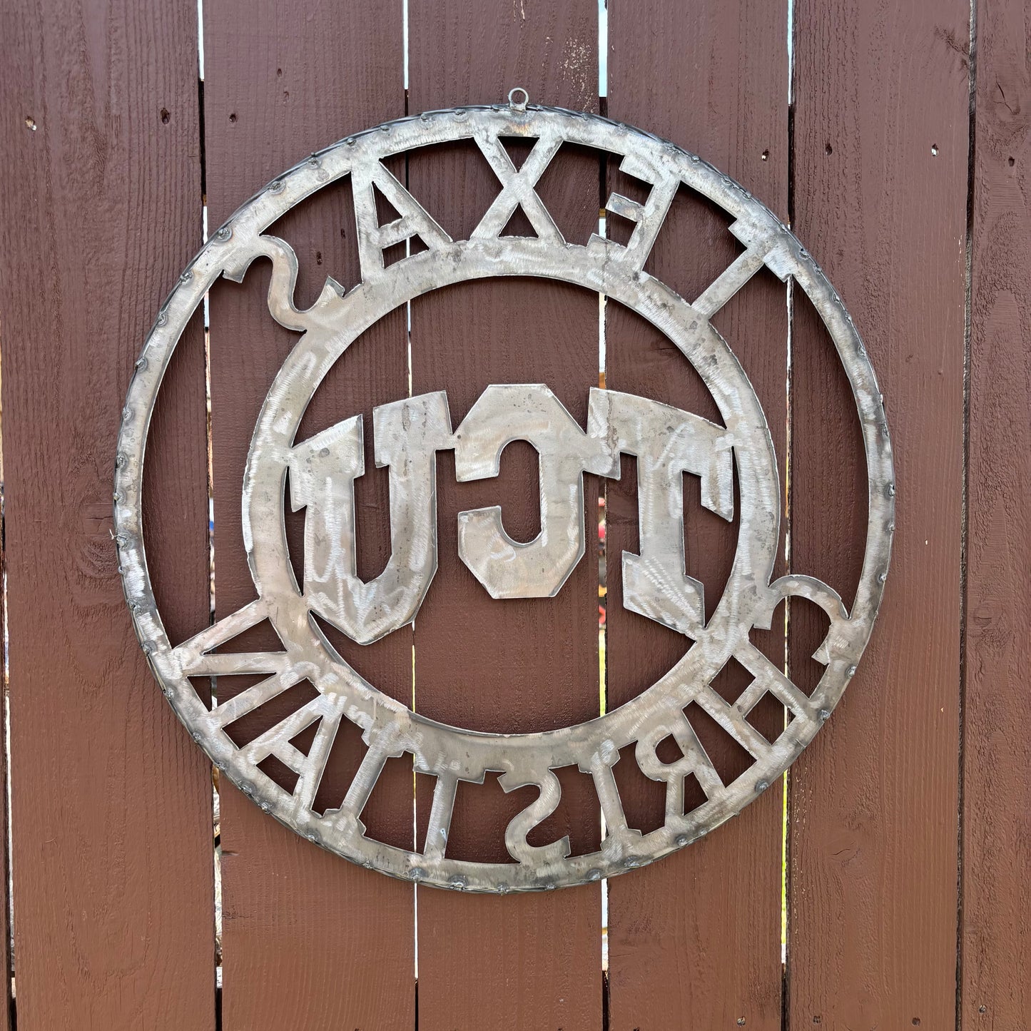 TCU TEXAS CHRISTIAN CUSTOM RAW METAL VINTAGE CRAFT TEAM SIGN UNPAINTED HANDMADE