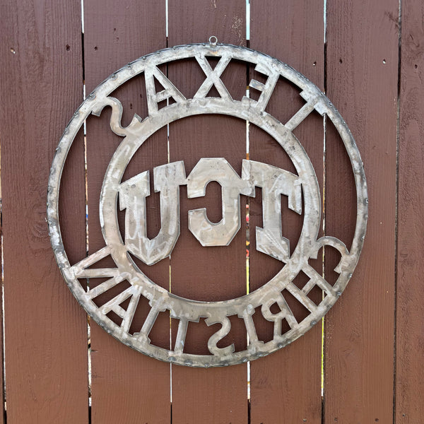 TCU TEXAS CHRISTIAN CUSTOM RAW METAL VINTAGE CRAFT TEAM SIGN UNPAINTED HANDMADE