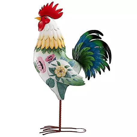 ROOSTER 6 FOOT CHICKEN GARDEN ANIMAL SCULPTURE METAL DECOR HANDMADE