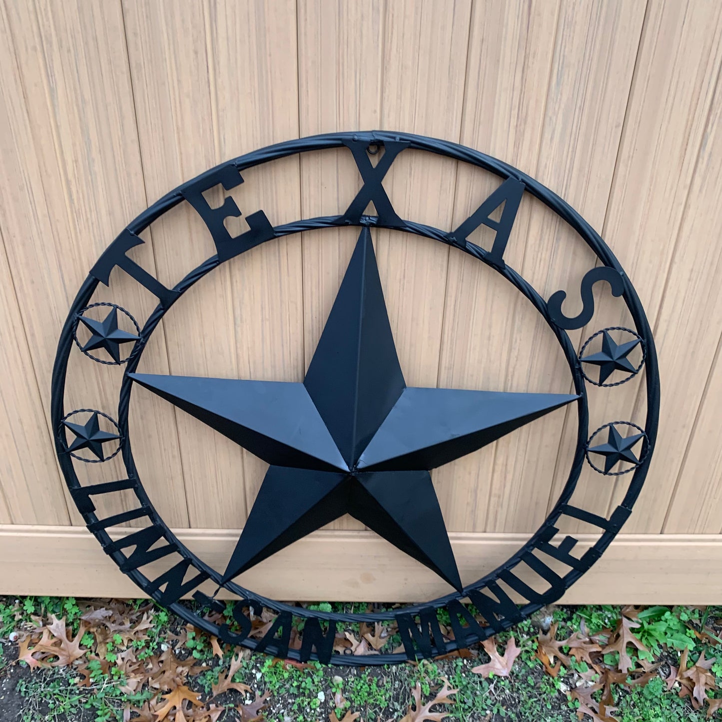 LINN SAN MANUEL STYLE YOUR CUSTOM NAME STAR METAL BARN LONE STAR 3d TWISTED ROPE RING WESTERN HOME DECOR HANDMADE NEW