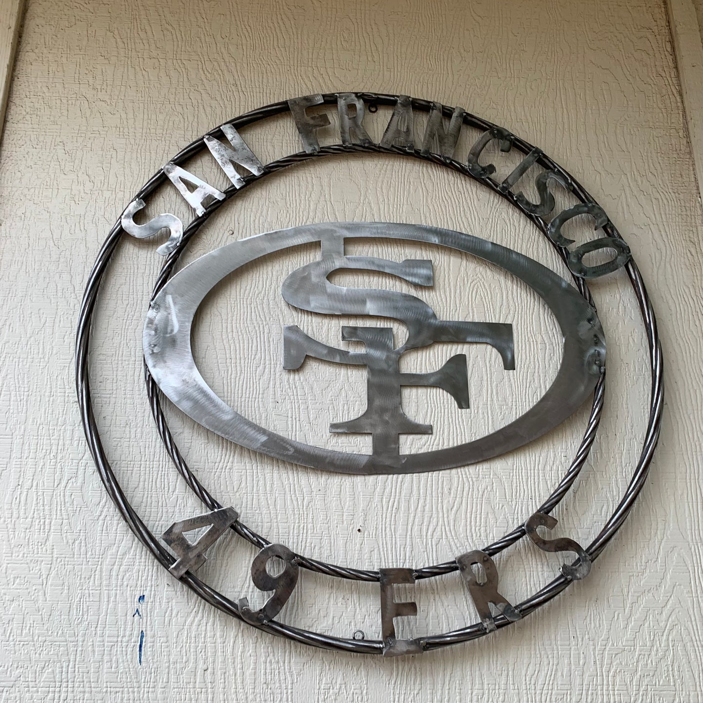 36" SAN FRANCISCO 49ERS CUSTOM RAW METAL VINTAGE CRAFT TEAM SIGN HAND MADE IN USA