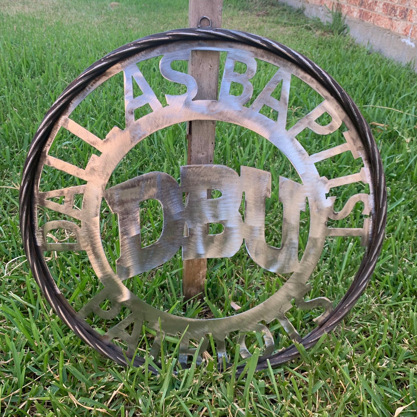 DBU DALLAS BAPTIST PATRIOTS CUSTOM RAW METAL NO PAINT VINTAGE METAL CRAFT SIGN TEAM WESTERN HOME DECOR HANDMADE