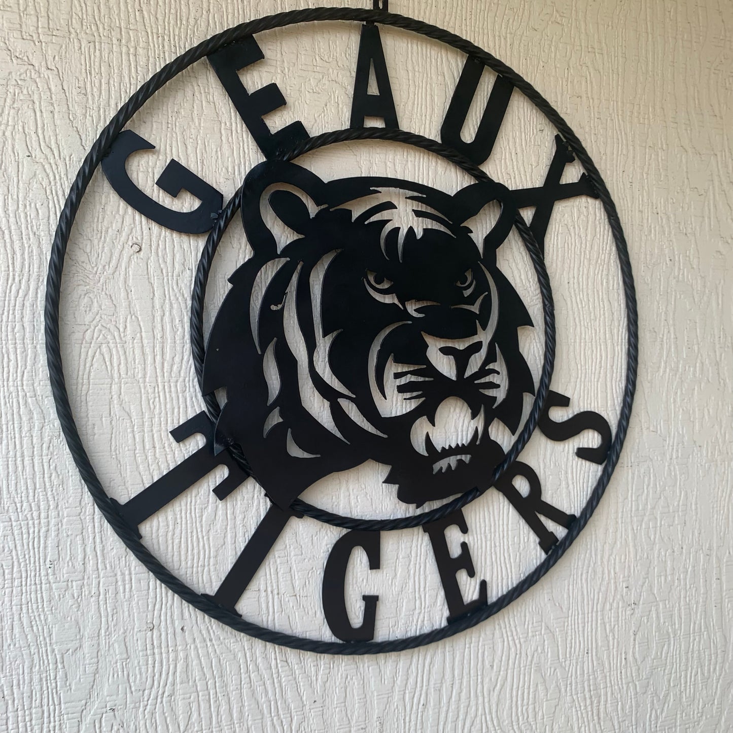 GEAUX TIGERS BLACK CUSTOM METAL VINTAGE CRAFT SIGN TEAM HANDMADE