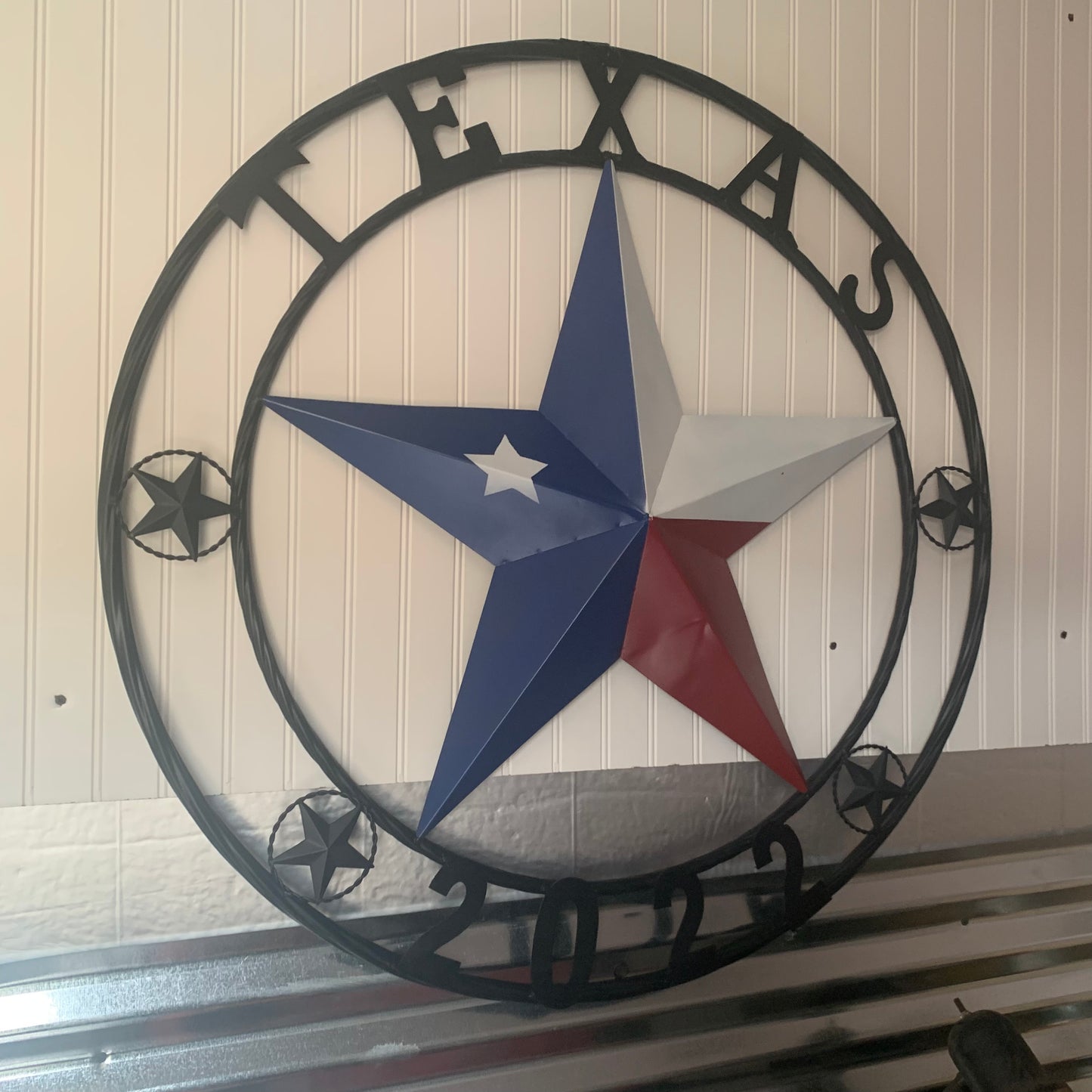 TEXAS 2022 STYLE CUSTOM NAME BARN STAR METAL LONESTAR 3d TWISTED BLACK ROPE RING WESTERN HOME DECOR   HANDMADE 24",32",36"