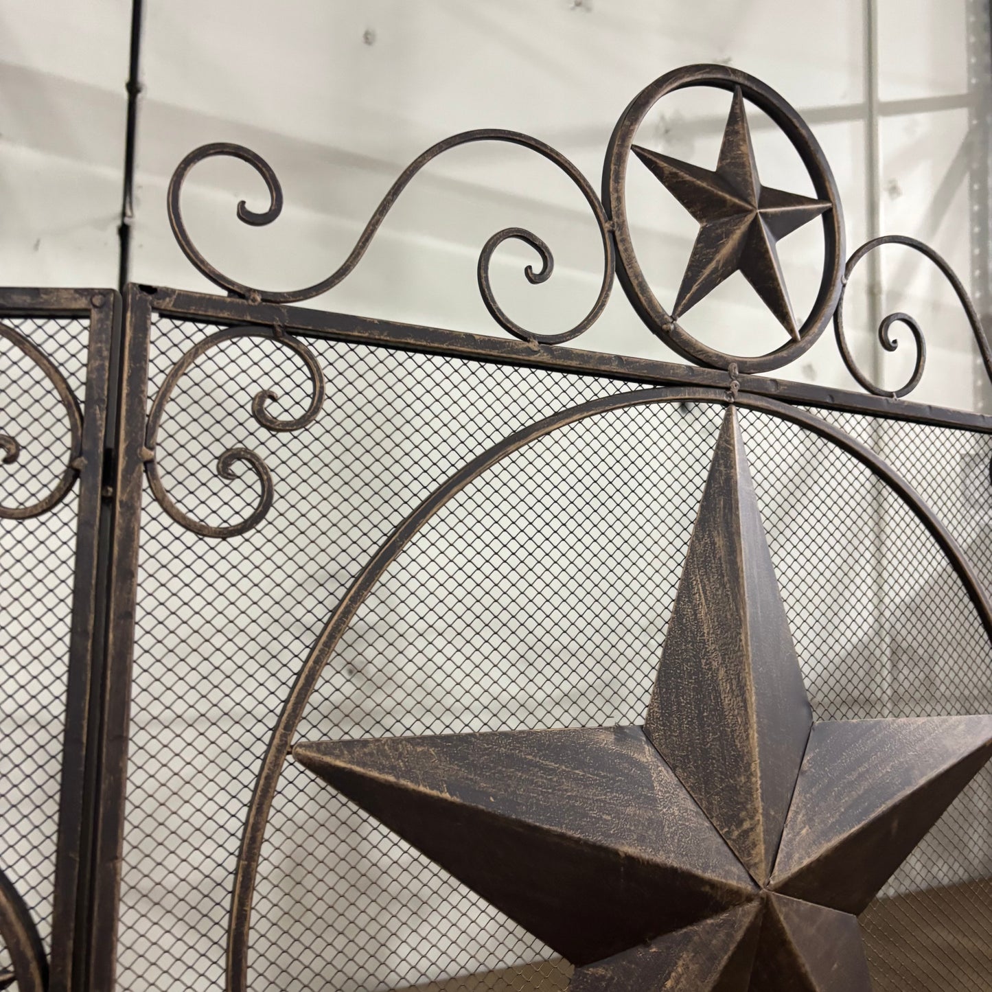 LONESTAR METAL FIREPLACE SCREEN W/ STAR 41.5" X 34.25" WESTERN HOME DECOR HANDMADE #EH80003