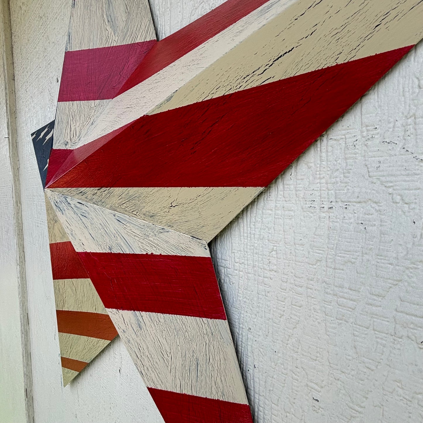 USA FLAG STAR CRACKLE RED IVORY NAVY BLUE METAL BARN STAR METAL WALL ART WESTERN HOME DECOR HANDMADE NEW