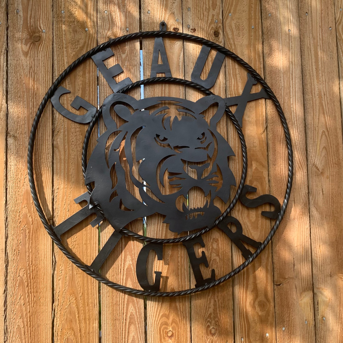 GEAUX TIGERS BLACK CUSTOM METAL VINTAGE CRAFT SIGN TEAM HANDMADE