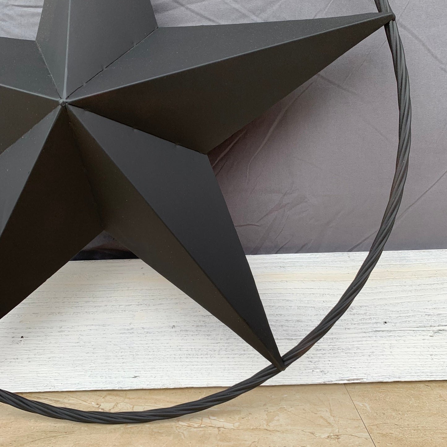 RUSTIC BLACK BARN STAR 3d TWISTED ROPE RING WESTERN HOME DECOR HANDMADE NEW 3" TO 72"-#EH10608