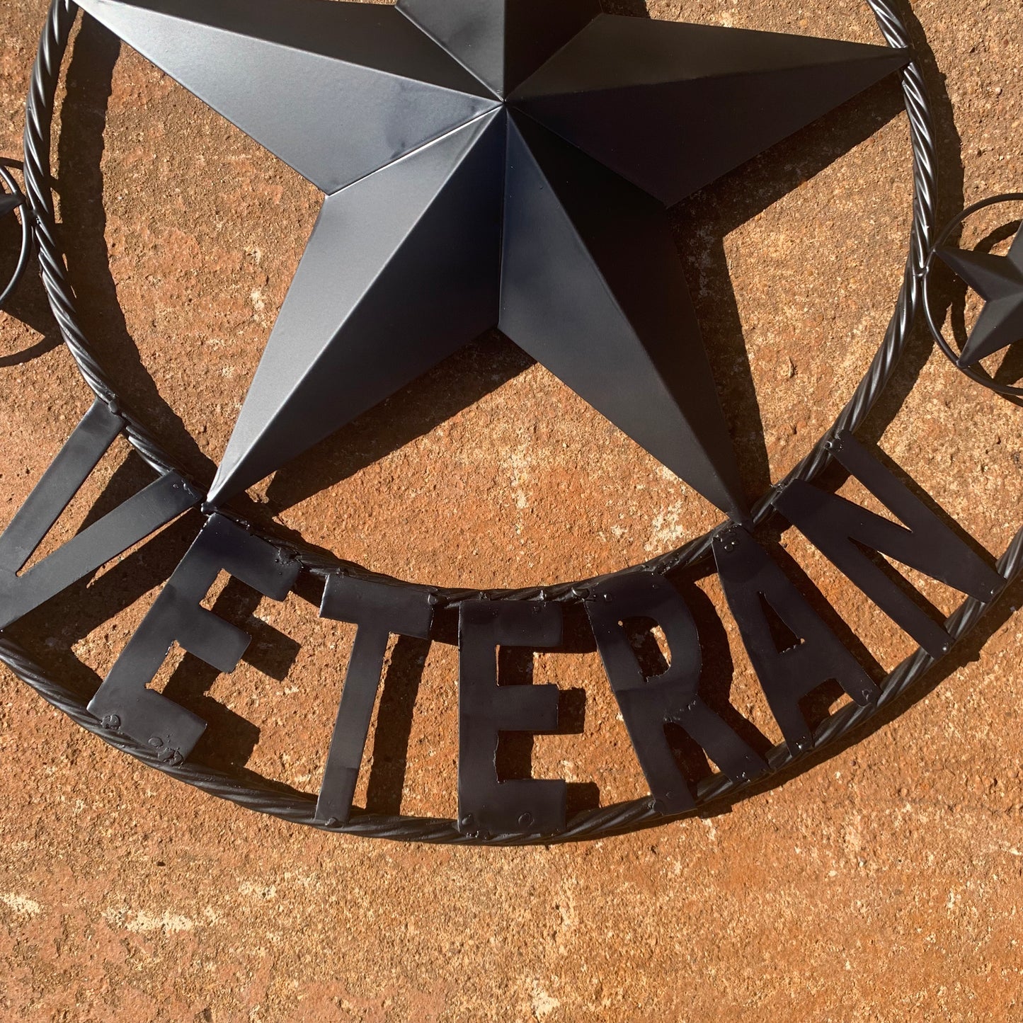 US ARMY VETERAN BARN STAR METAL LONESTAR CUSTOM NAME STAR WESTERN HOME DECOR RUSTIC BLACK  24",32",36",50"