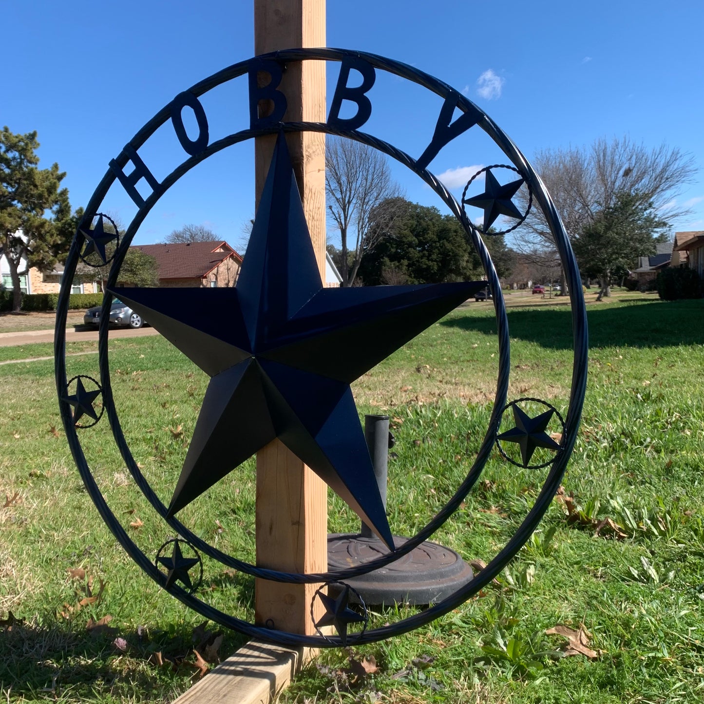 HOBBY STYLE CUSTOM NAME STAR BARN METAL STAR 3d TWISTED ROPE RING WESTERN HOME DECOR RUSTIC NAVY BLUE HANDMADE 24",32",36",50"