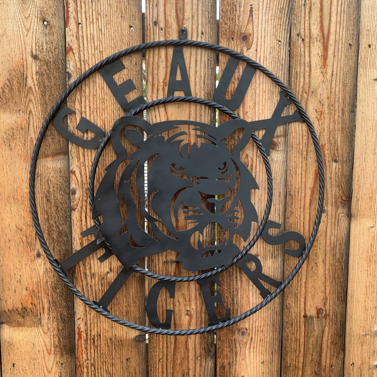GEAUX TIGERS BLACK CUSTOM METAL VINTAGE CRAFT SIGN TEAM HANDMADE