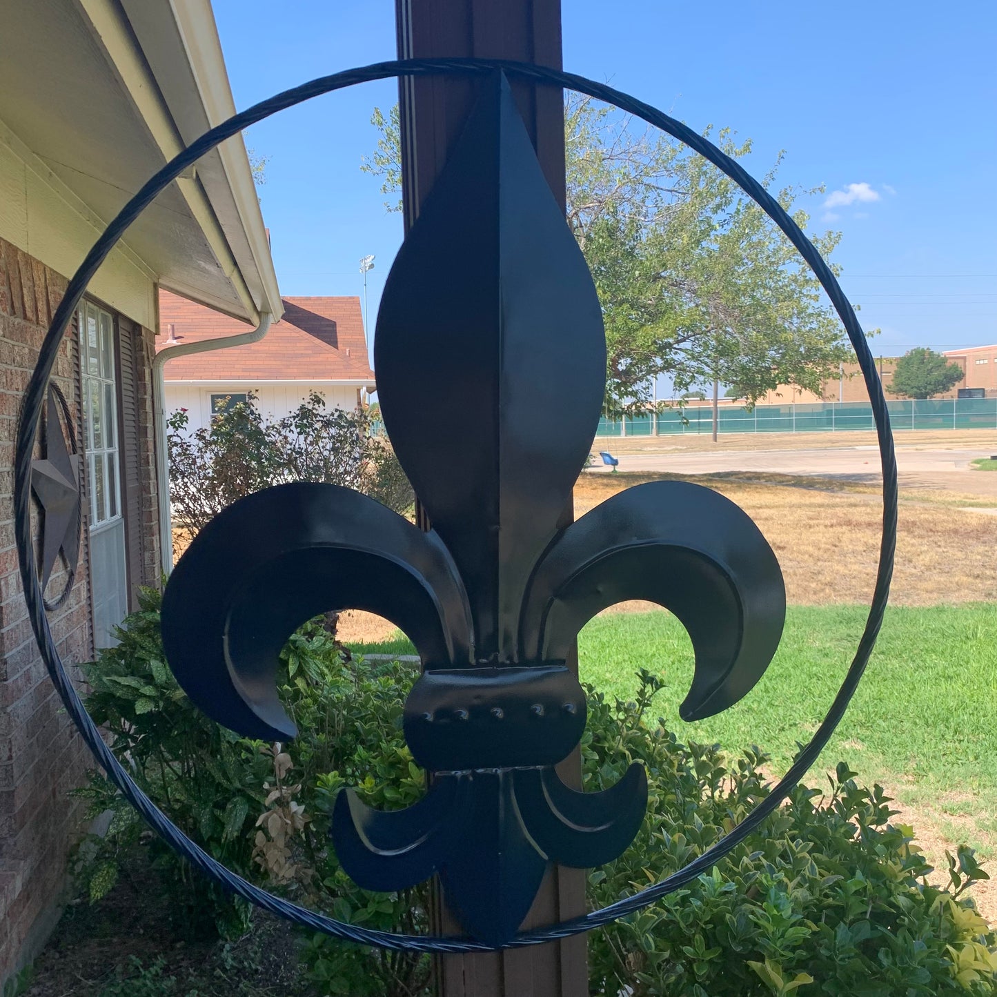 NAVY BLUE 24",36" FLEUR DE LIS METAL WALL ART SIGN WESTERN HOME DECOR HANDMADE NEW #EH10764