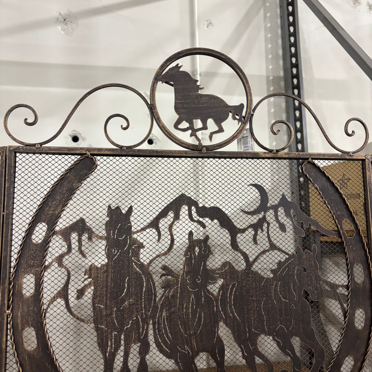 RUNNING HORSE METAL FIREPLACE SCREEN 40" X 33.5" WESTERN HOME DECOR HANDMADE #EH80005