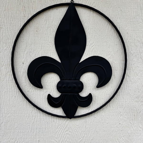 FLEUR DE LIS BLACK FLAT METAL WALL ART SIGN WESTERN HOME DECOR HANDMADE NEW 12",18",24",32"