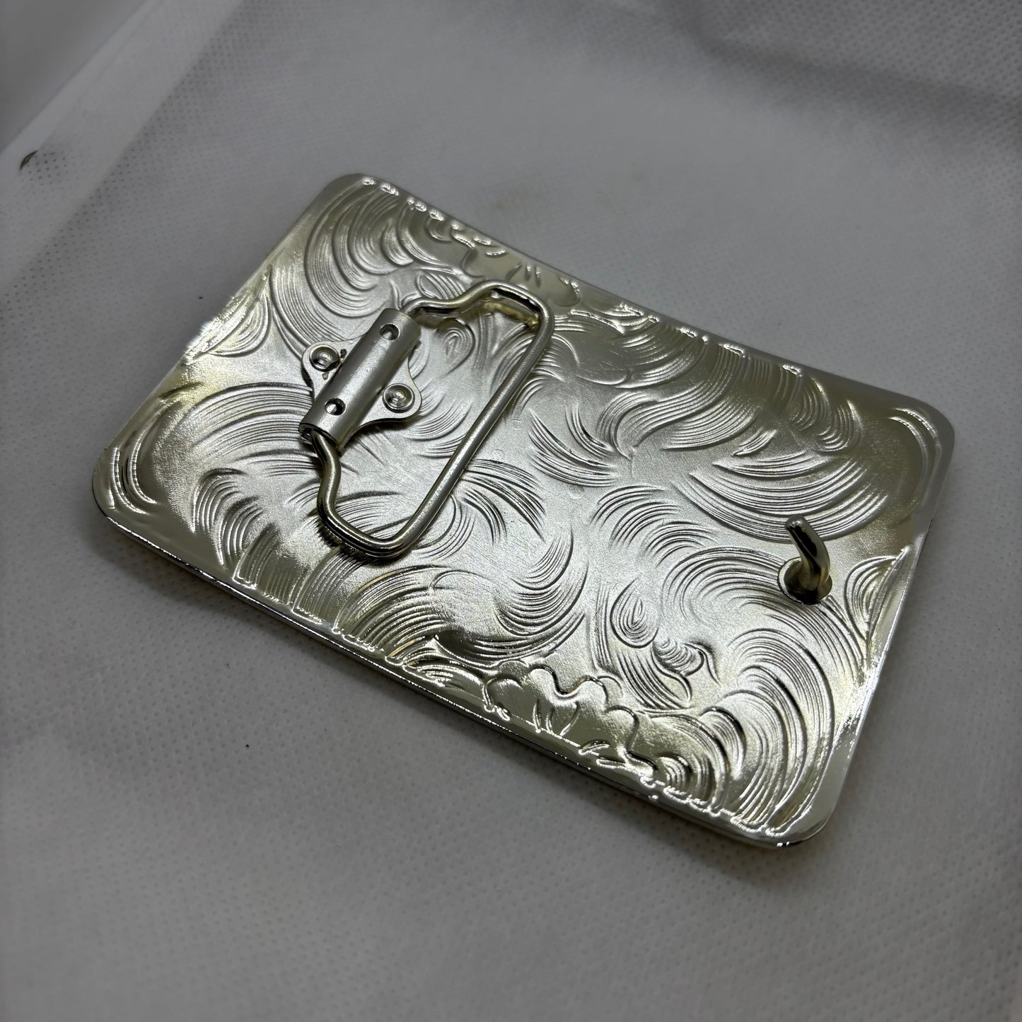 ROOSTER BELT BUCKLE GOLD WHITE WESTERN METAL BUCKLE FASHION ART 4.5" X 3.5"  #EH13237