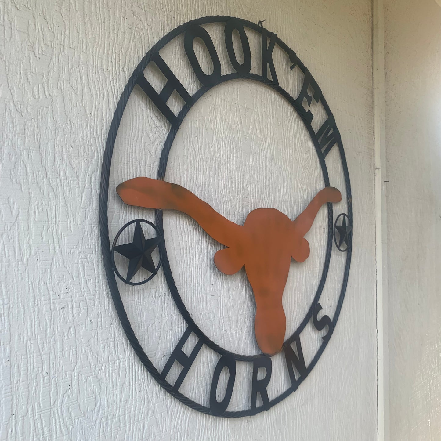 HOOKEM HORNS WITH LONE STAR TEXAS LONGHORNS HOOK EM METAL CUSTOM VINTAGE CRAFT WALL ART TEAM SIGN HANDMADE