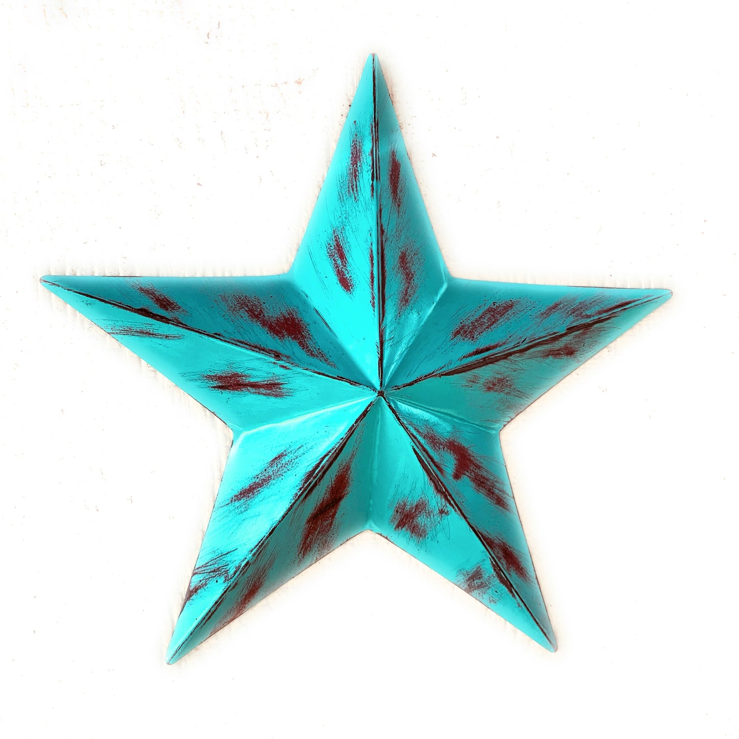 TURQUOISE DISTRESSED TWO TONE BARN STAR METAL ART WESTERN HOME DECOR HANDMADE NEW