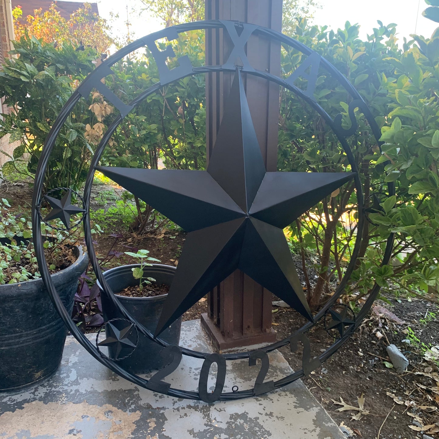 TEXAS 2022 STYLE CUSTOM NAME STAR BARN METAL LONE STAR 3d TWISTED ROPE RING WESTERN HOME DECOR RUSTIC  BLACK HANDMADE 24",32",34",36",40",42",44",46",50"