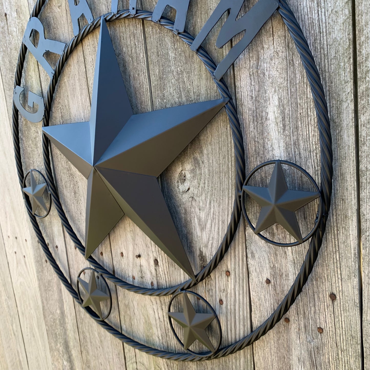 GRAHAM STYLE YOUR CUSTOM NAME STAR BARN STAR METAL LONE STAR WESTERN HOME DECOR RUSTIC BLACK HANDMADE 24",32",36",50"