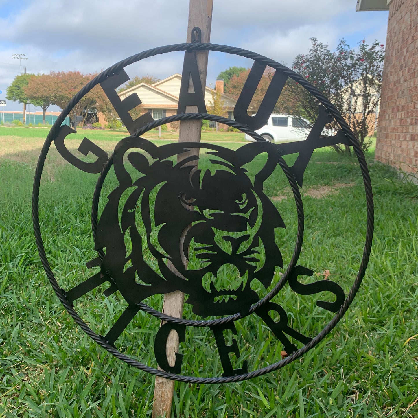 GEAUX TIGERS BLACK CUSTOM METAL VINTAGE CRAFT SIGN TEAM HANDMADE