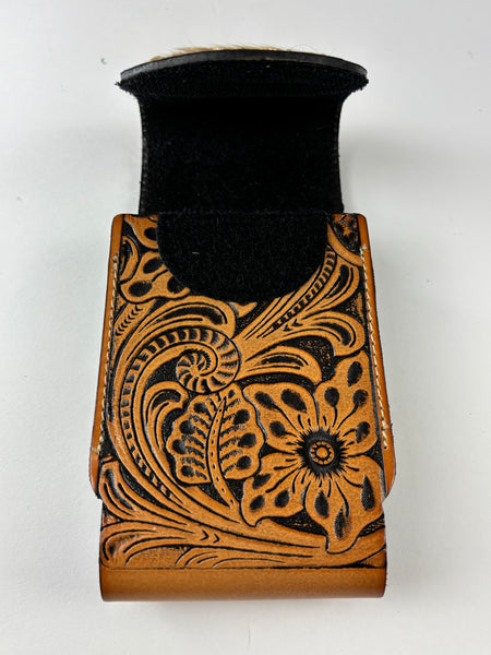 7" STAR LEATHER HOLSTER TAN BROWN STAR POUCH EXTRA LARGE  BELT LOOP CELL PHONE CASE UNIVERSAL OVERSIZE