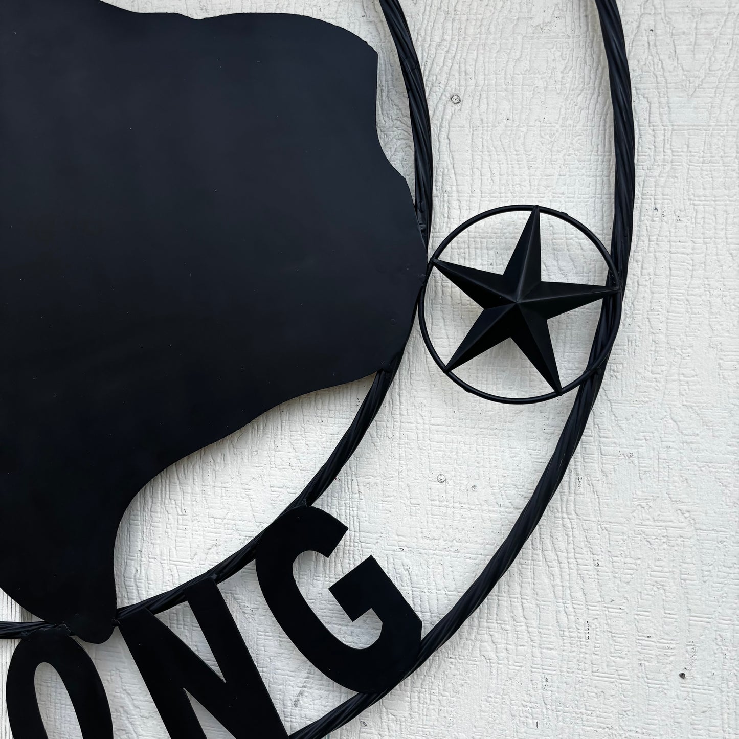 TEXAS STRONG BLACK METAL SIGN WESTERN HOME DECOR HANDMADE