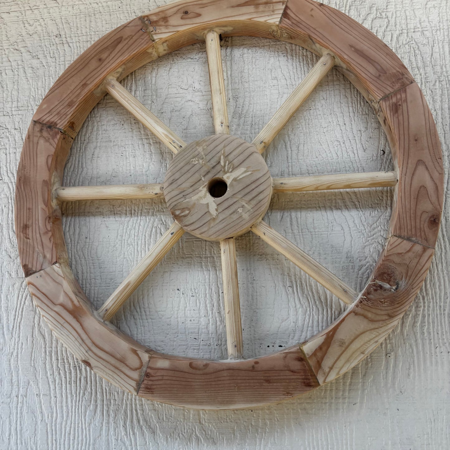 DECORATIVE WAGON WHEEL WOOD WALL ART WESTERN HOME DECOR HANDMADE TEXAS USA