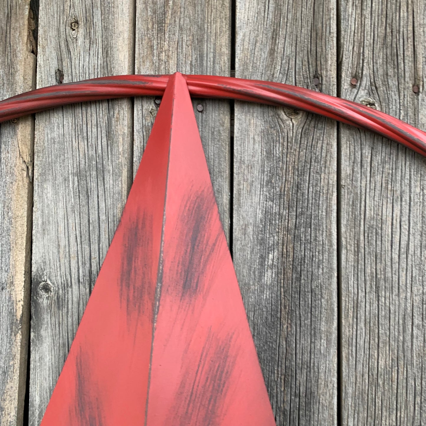 RED DISTRESSED STAR TWO TONE TEXTURE BARN STAR METAL LONESTAR TWISTED ROPE RING WESTERN HOME DECOR HANDMADE NEW #EH12958