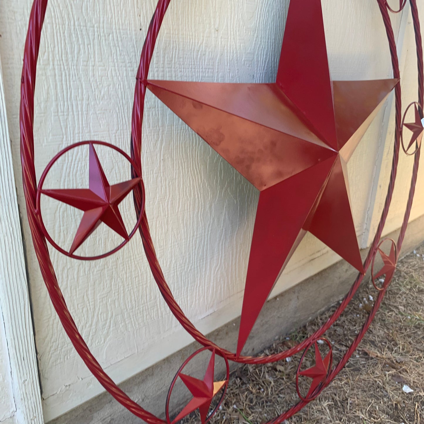 KENT STYLE YOUR CUSTOM STAR METAL NAME RUSTIC BURGUNDY RED CUSTOM 3d STAR METAL NAME BARN STAR TWISTED ROPE RING DESIGN METAL WALL ART HOME DECOR ANY SIZE