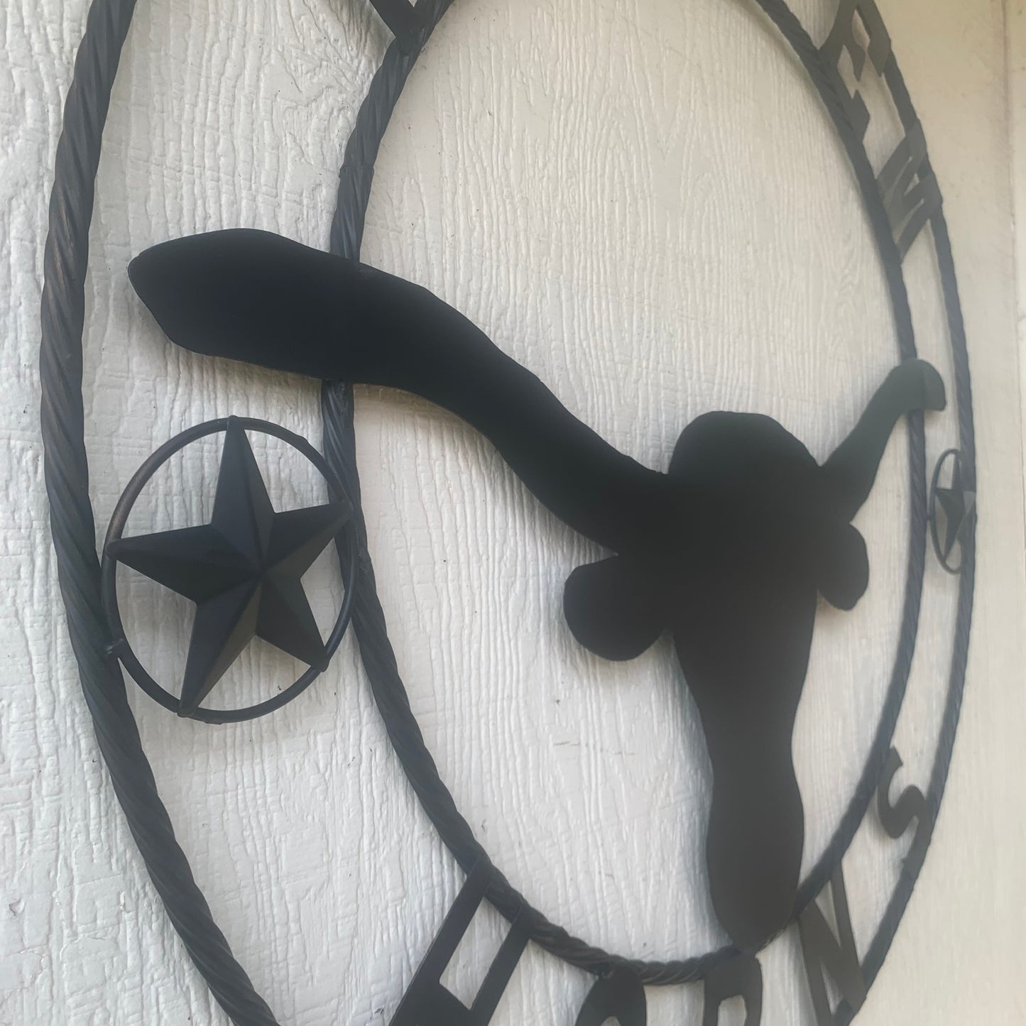 HOOKEM HORNS WITH LONE STAR TEXAS LONGHORNS HOOK EM BLACK METAL CUSTOM VINTAGE CRAFT WALL ART TEAM SIGN HANDMADE