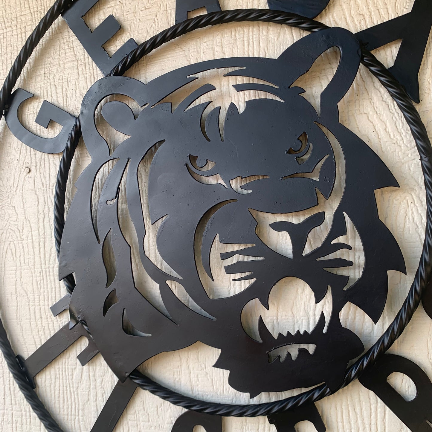 GEAUX TIGERS BLACK CUSTOM METAL VINTAGE CRAFT SIGN TEAM HANDMADE