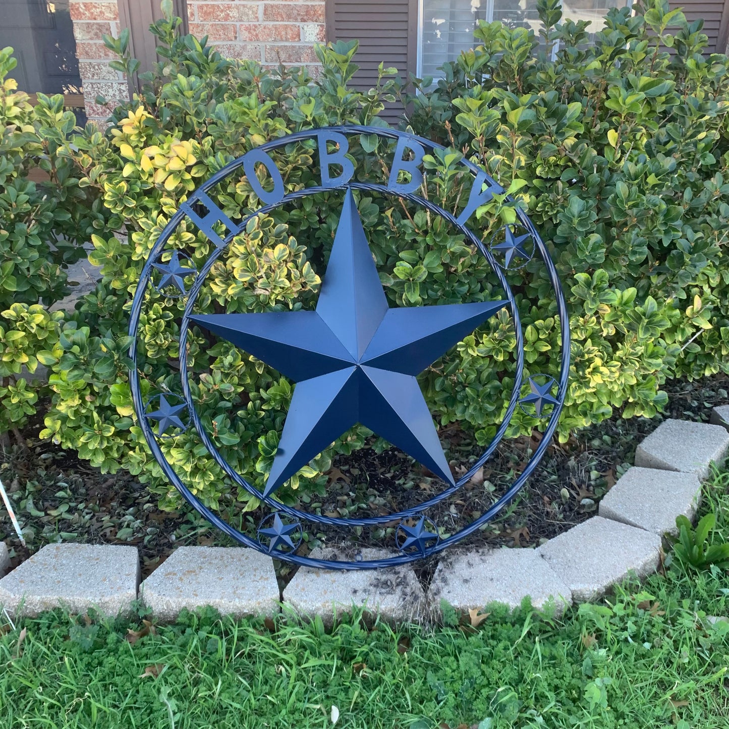 HOBBY STYLE CUSTOM NAME STAR BARN METAL STAR 3d TWISTED ROPE RING WESTERN HOME DECOR RUSTIC NAVY BLUE HANDMADE 24",32",36",50"