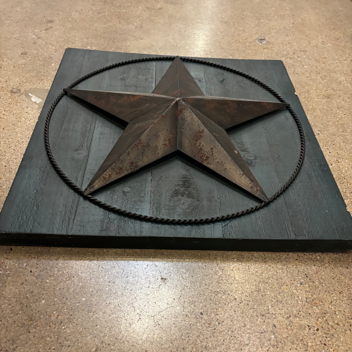 METAL STAR ON WOOD PANEL WESTERN HOME DECOR HANDMADE