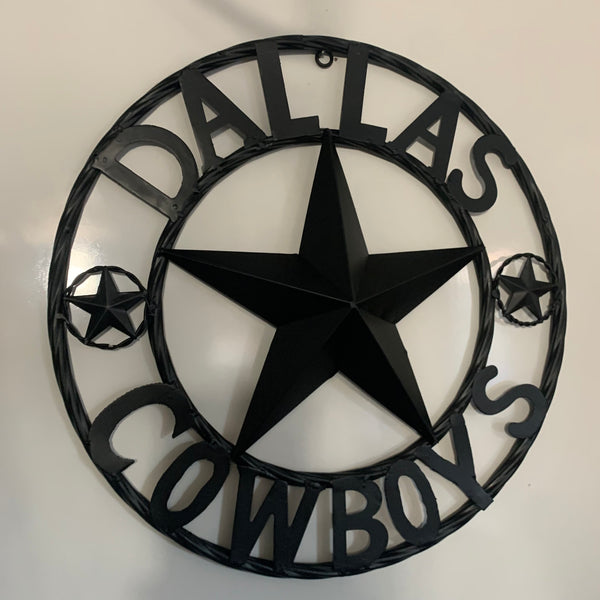 18" DALLAS COWBOYS BLACK STAR CUSTOM METAL VINTAGE LONE STAR WESTERN HOME DECOR HANDMADE