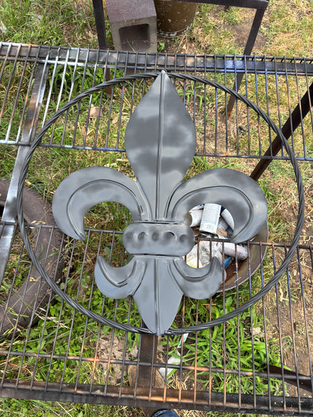 FLEUR DE LIS BLACK FLAT METAL WALL ART SIGN WESTERN HOME DECOR HANDMADE NEW 12",18",24",32"