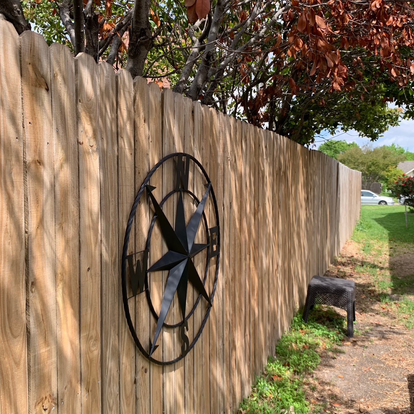 36" COMPASS RUSTIC BLACK METAL SIGN WALL ART WESTERN HOME DECOR HANDMADE NEW