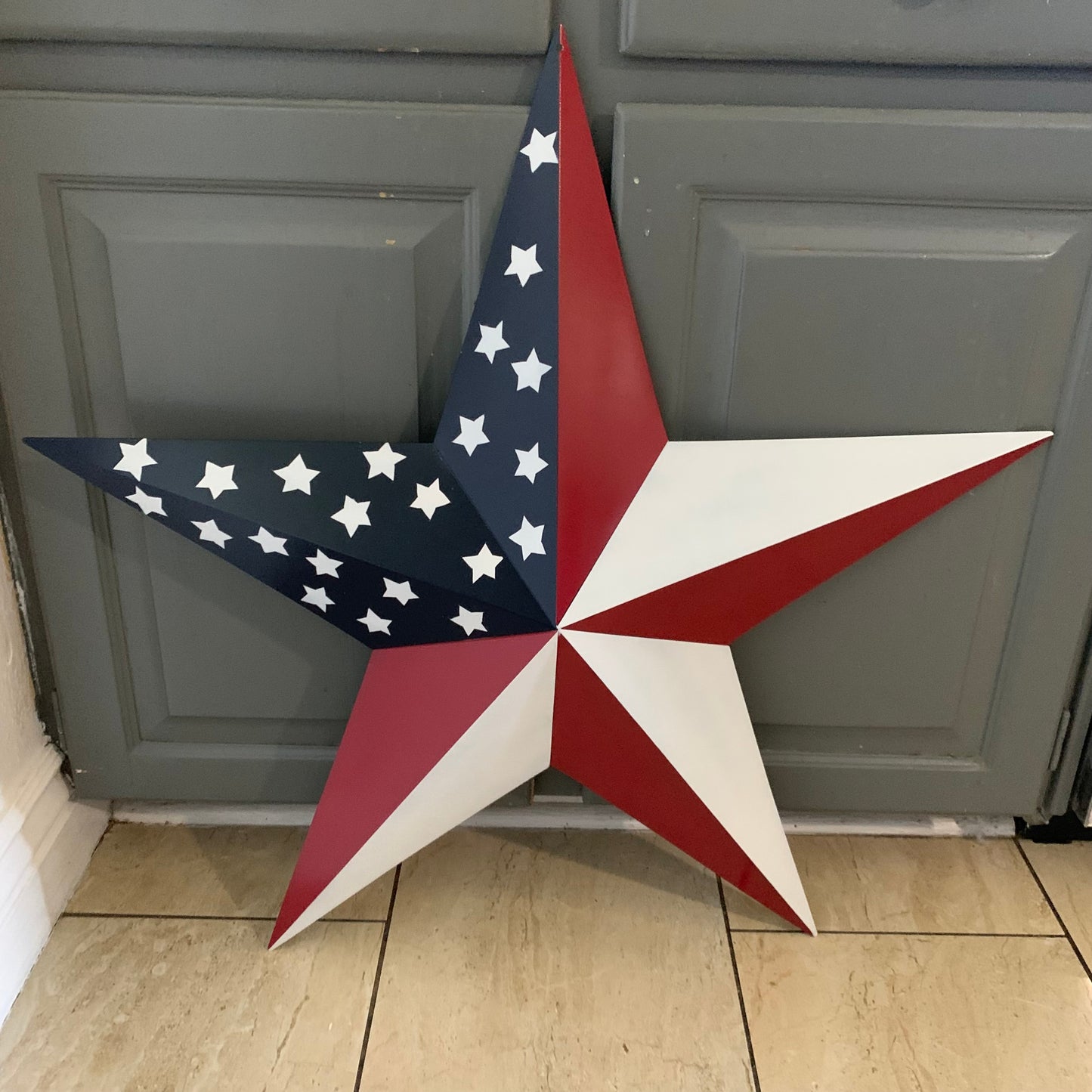 USA FLAG STAR STYLE# 5 RED WHITE & BLUE AMERICANA METAL BARN STAR WALL ART HANDMADE TO ORDER NEW #EH13380