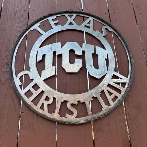 TCU TEXAS CHRISTIAN CUSTOM RAW METAL VINTAGE CRAFT TEAM SIGN UNPAINTED HANDMADE