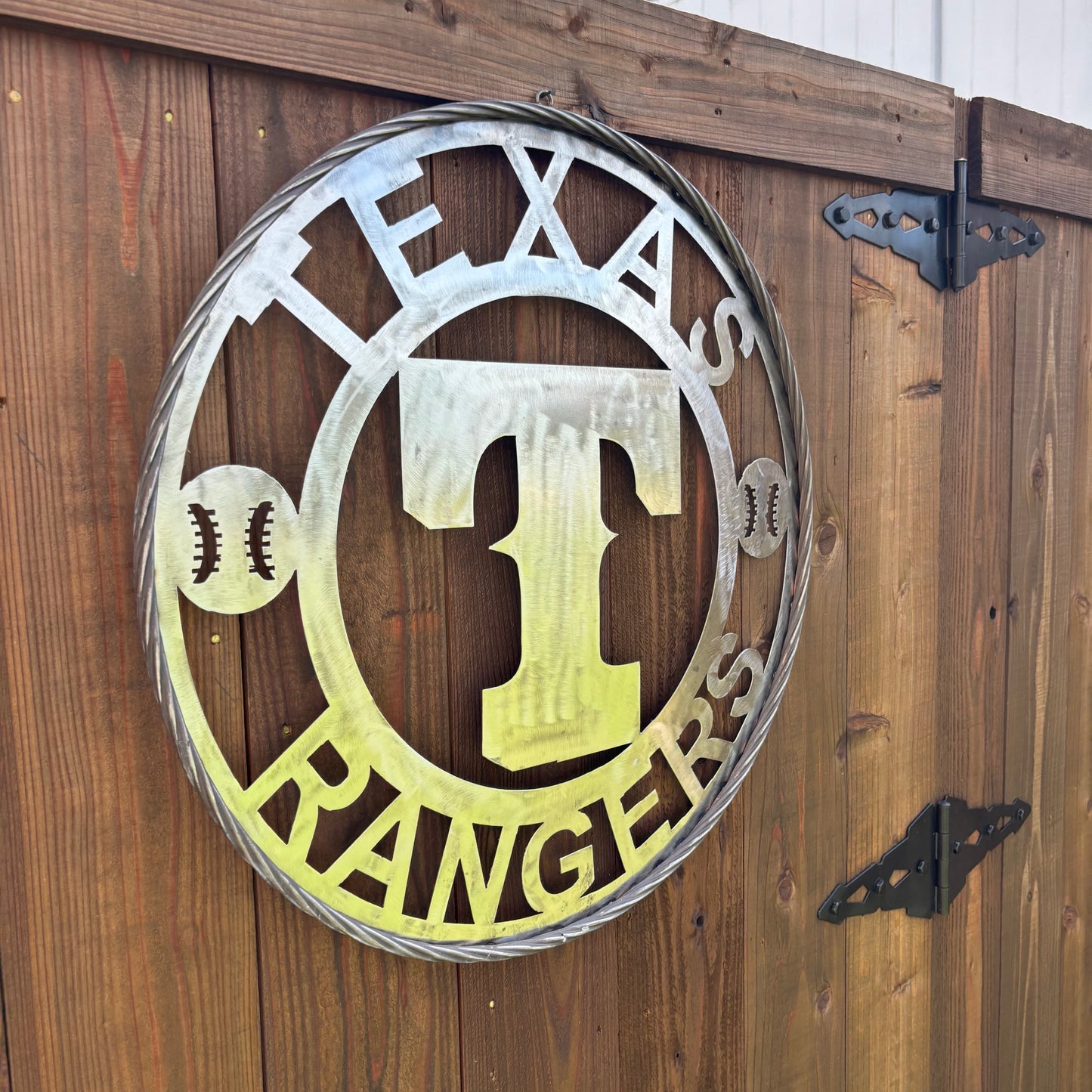 TEXAS RANGERS CUSTOM RAW METAL VINTAGE CRAFT TEAM SIGN TWISTED ROPE RING HANDMADE