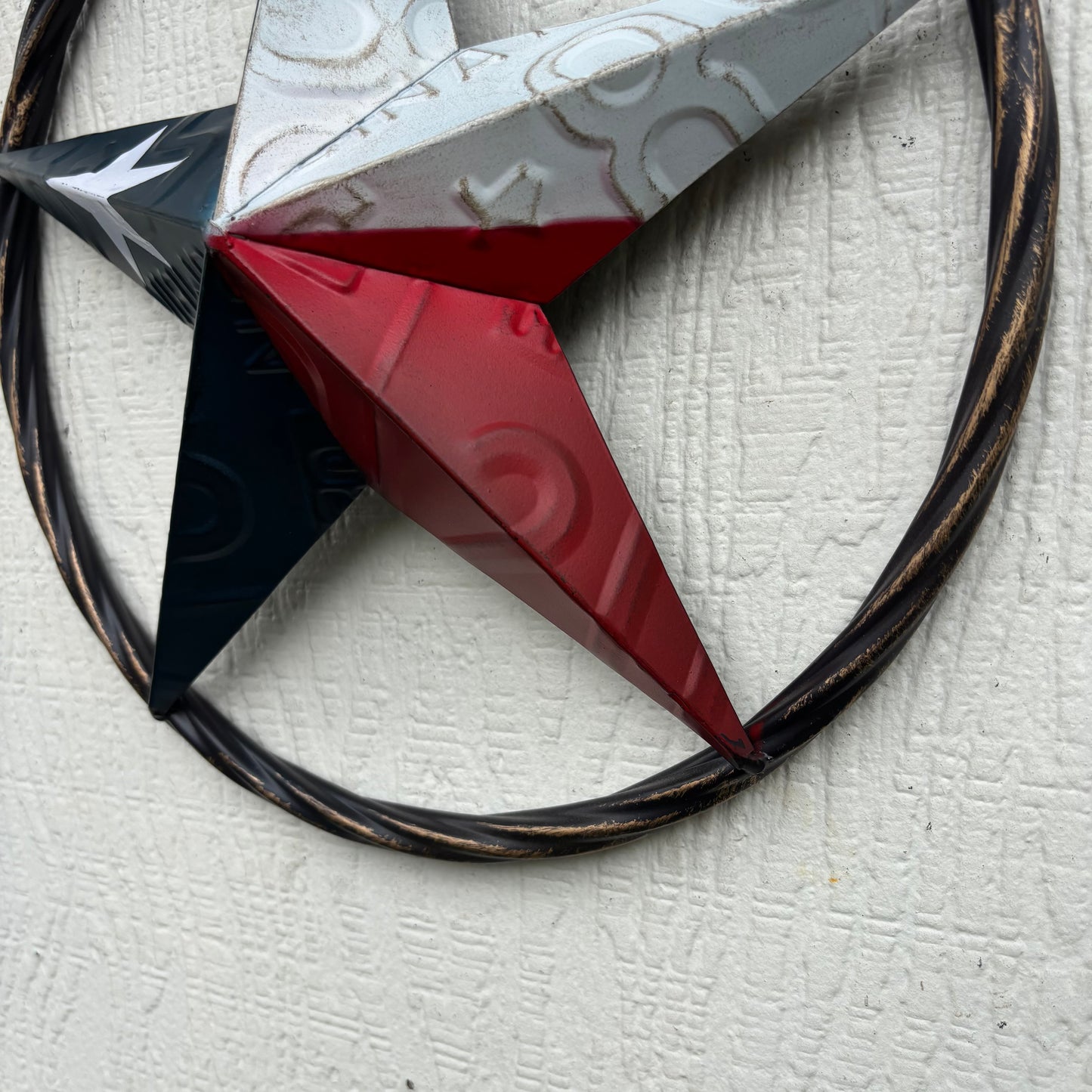 RED WHITE BLUE LICENSE PLATE METAL BARN LONESTAR WESTERN HOME DECOR HANDMADE EH13325