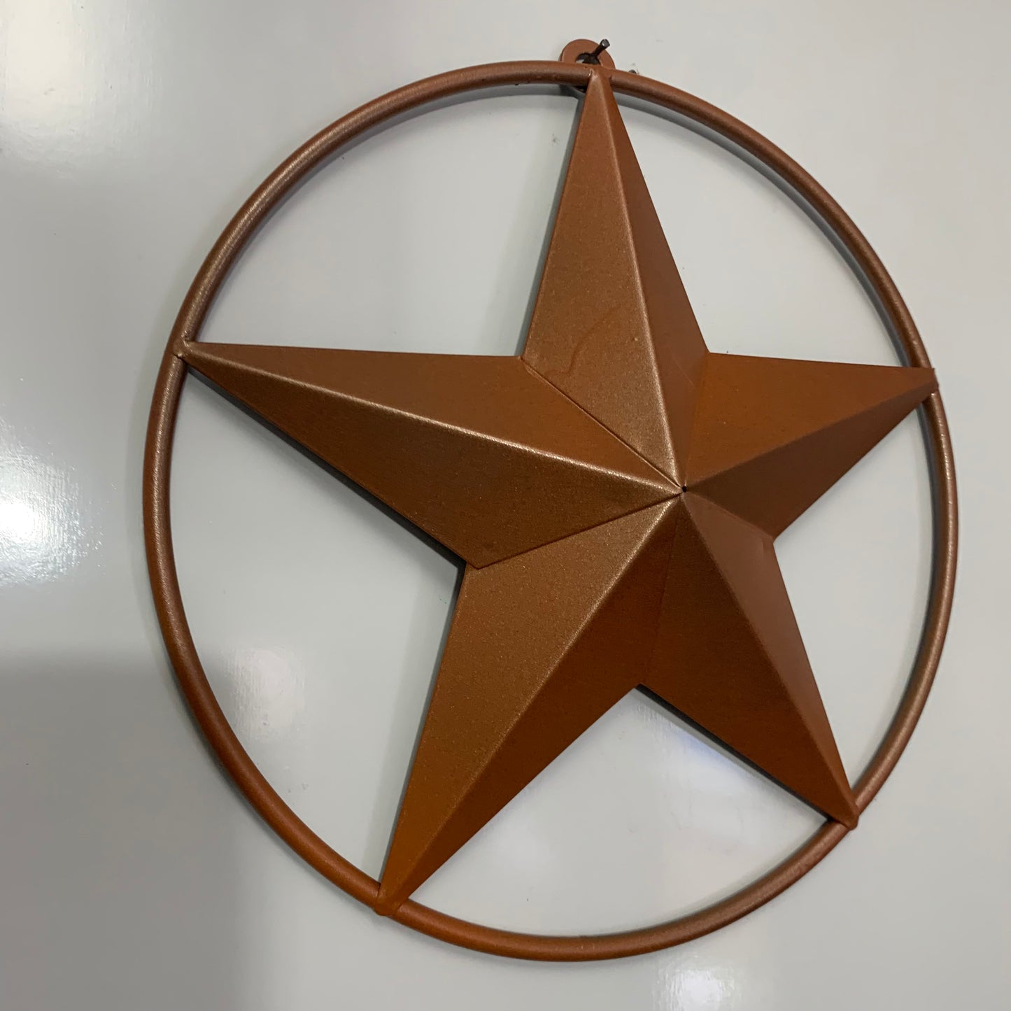 ORANGE COPPER SOLID RING BARN STAR 3",4",6",9",12" METAL LONE STAR WESTERN HOME DECOR HANDMADE-#EH10026