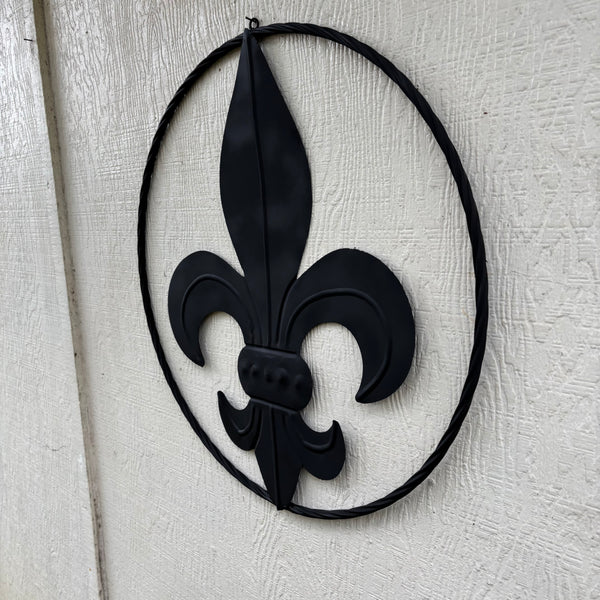 FLEUR DE LIS BLACK FLAT METAL WALL ART SIGN WESTERN HOME DECOR HANDMADE NEW 12",18",24",32"