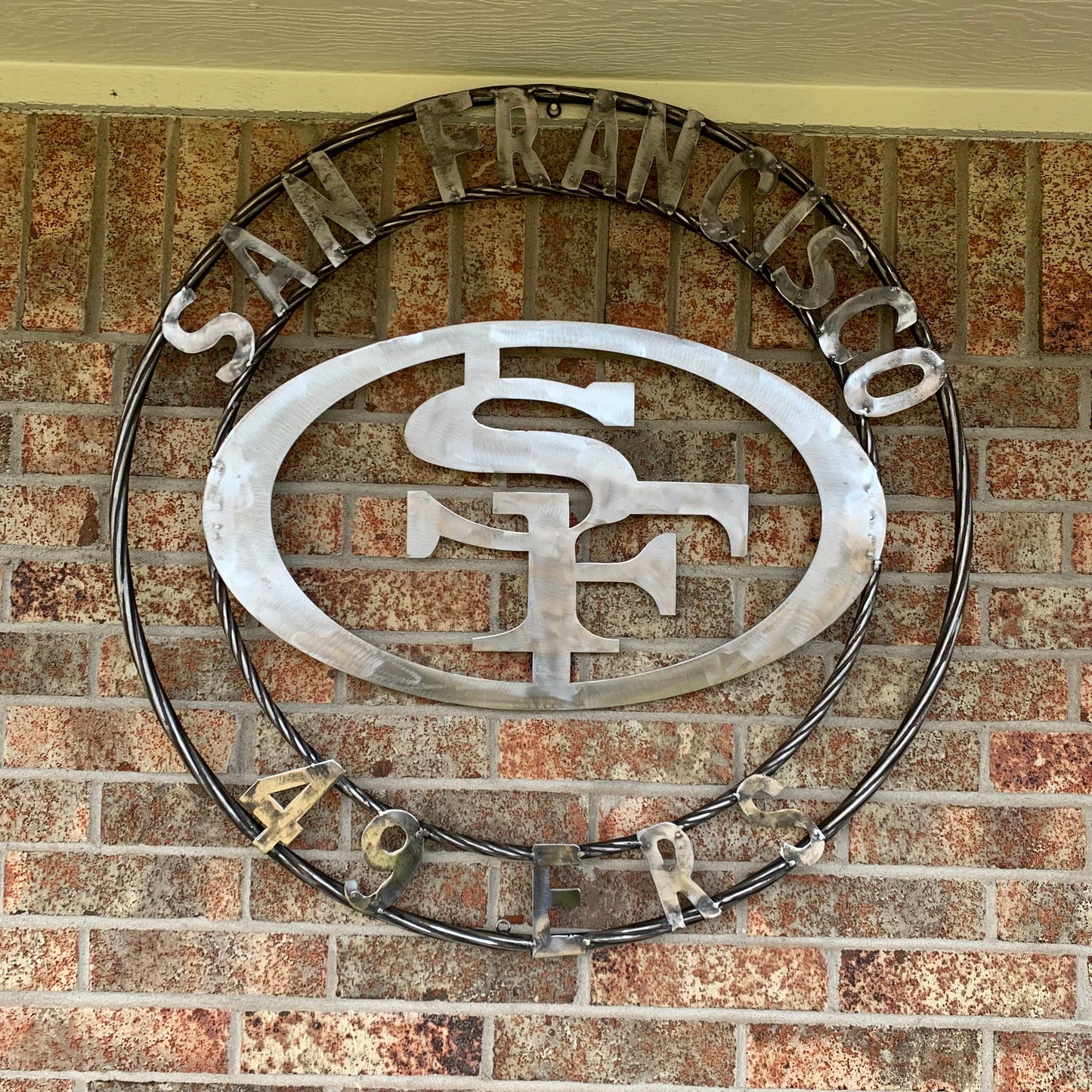 36" SAN FRANCISCO 49ERS CUSTOM RAW METAL VINTAGE CRAFT TEAM SIGN HAND MADE IN USA