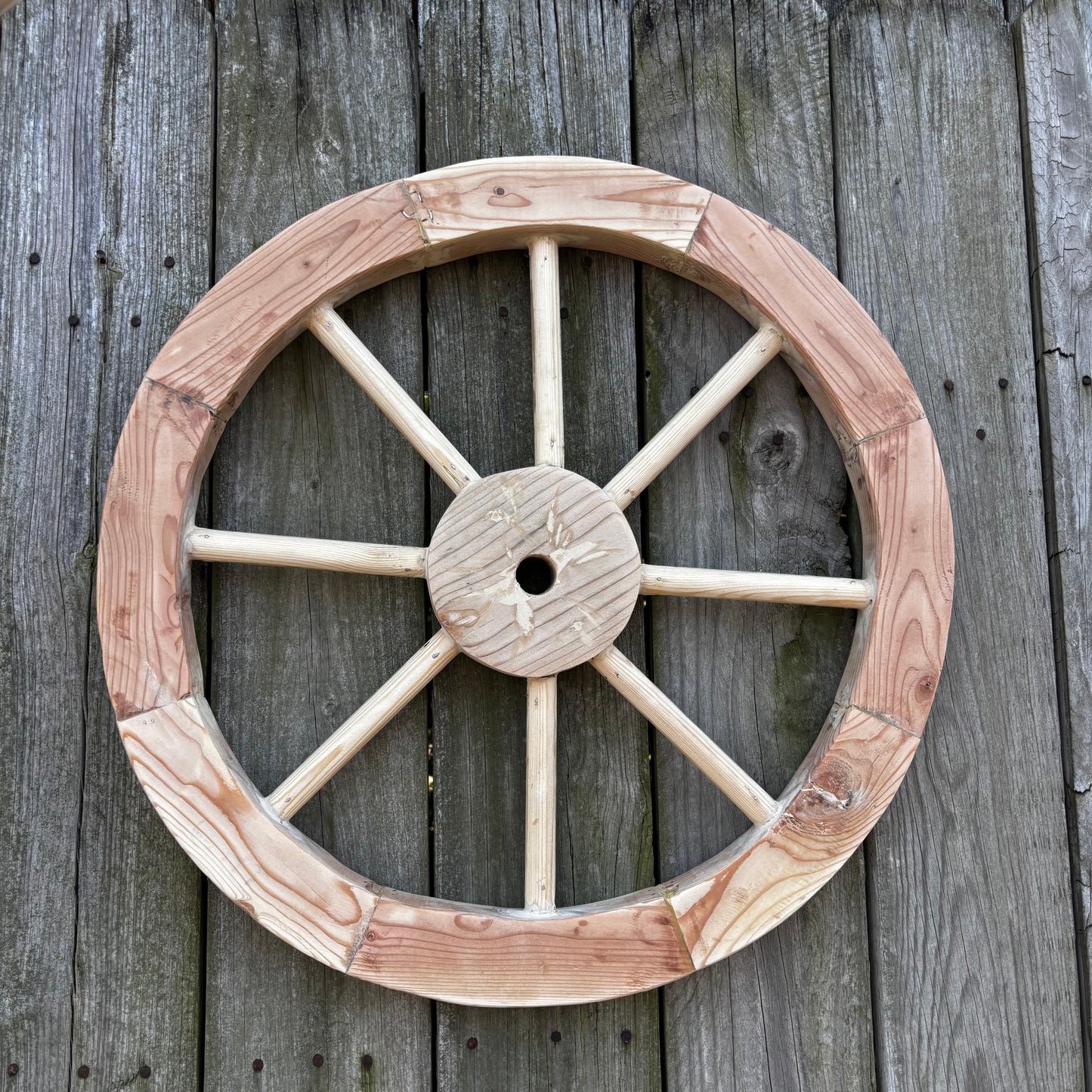 DECORATIVE WAGON WHEEL WOOD WALL ART WESTERN HOME DECOR HANDMADE TEXAS USA