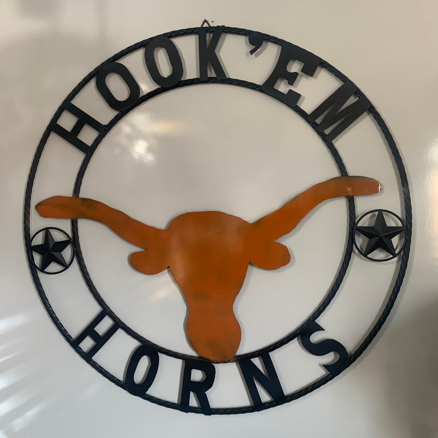 HOOKEM HORNS WITH LONE STAR TEXAS LONGHORNS HOOK EM METAL CUSTOM VINTAGE CRAFT WALL ART TEAM SIGN HANDMADE