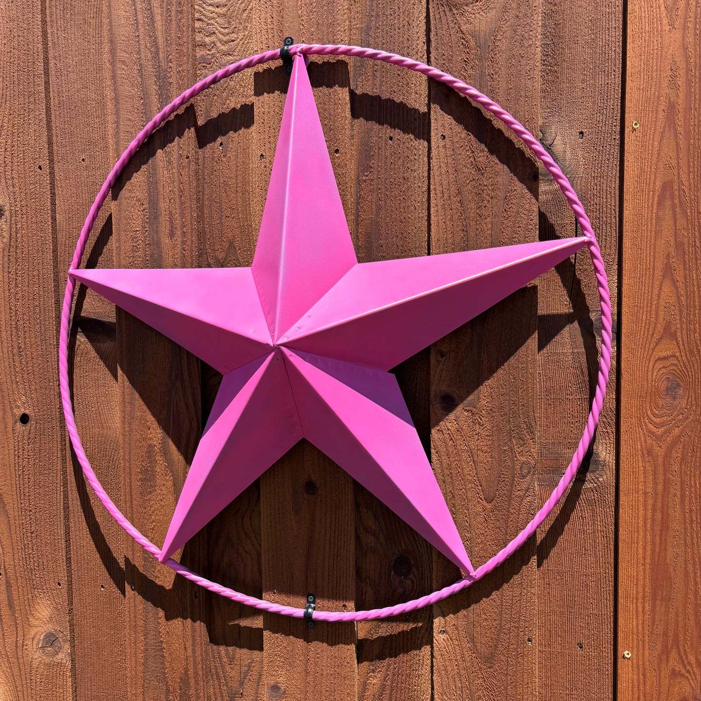 PINK STAR BARN METAL LONE STAR TWISTED ROPE RING WESTERN HOME DECOR HANDMADE 12",24",36"