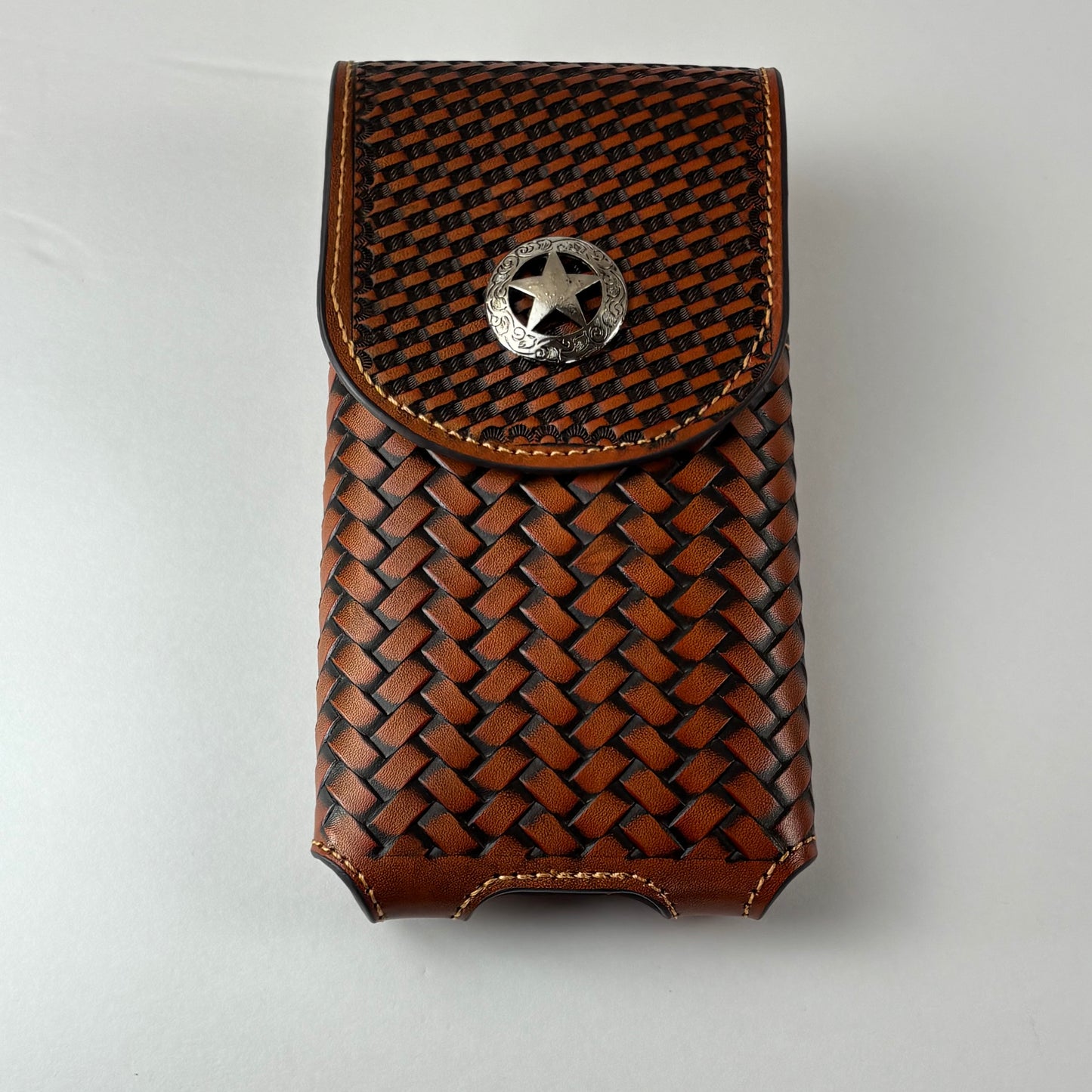 7" LONE STAR LEATHER HOLSTER TAN BROWN STAR POUCH EXTRA LARGE  BELT LOOP CELL PHONE CASE UNIVERSAL OVERSIZE #EH12702